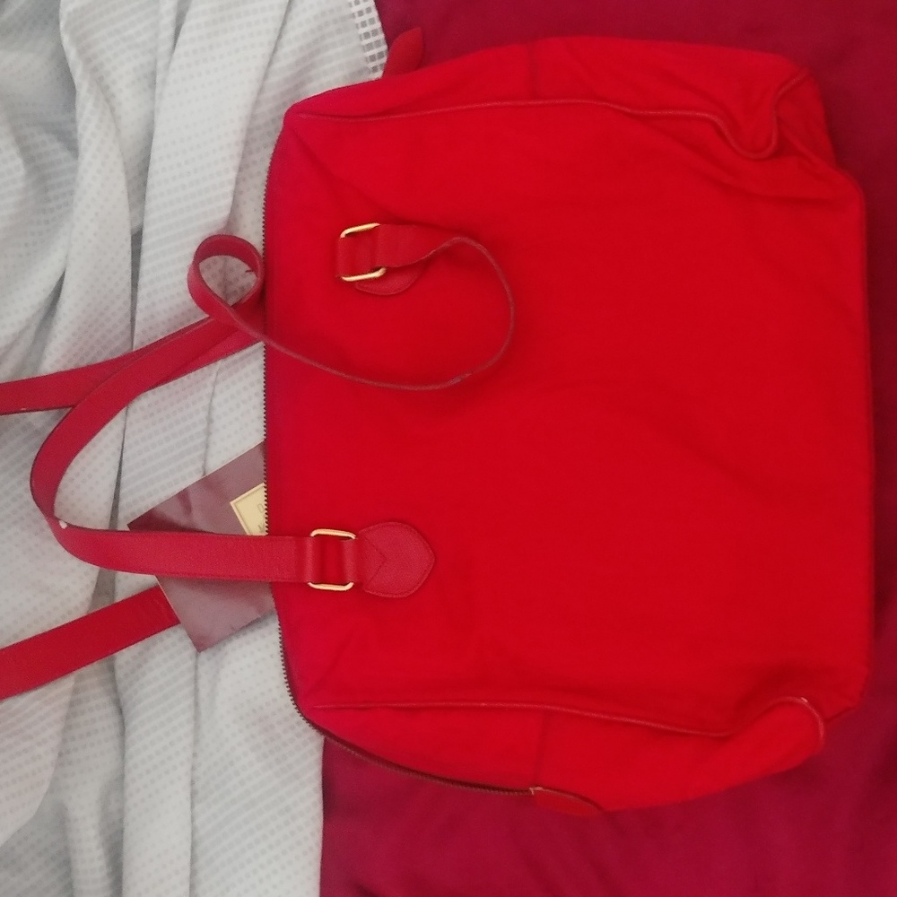 Rare Bright red Etro paisley canvas leather bag